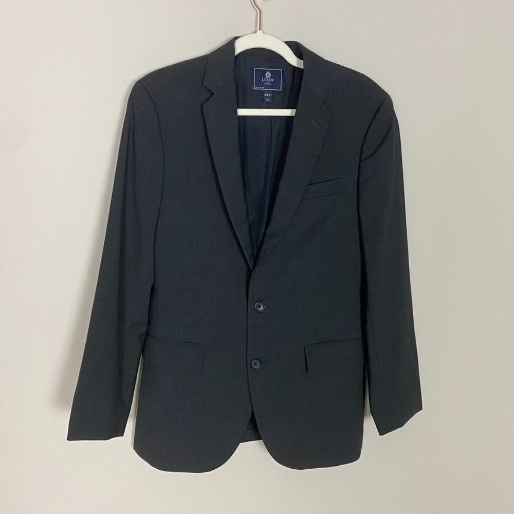 J Crew Thompson Wool Blend Sport Coat Blazer Jacket Mens 36R Gray 2 Button